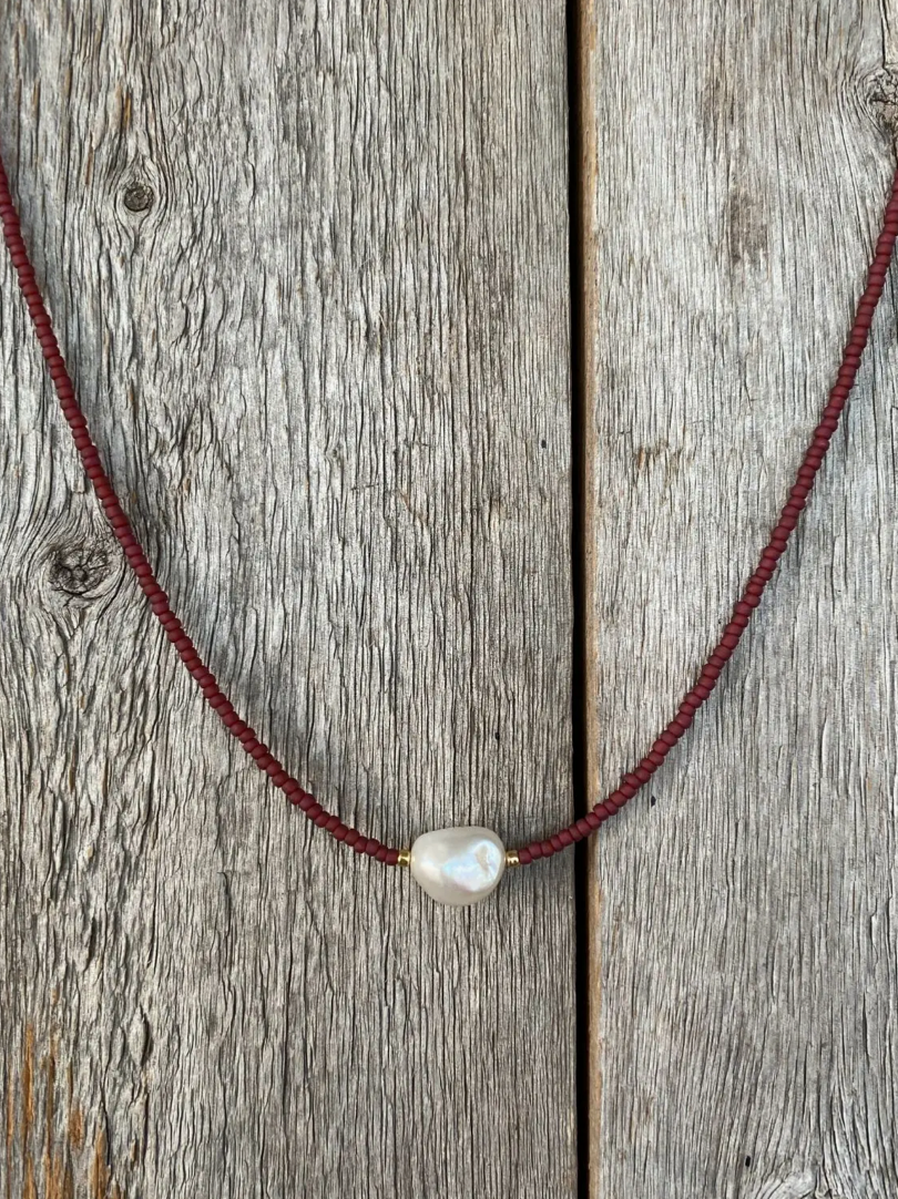 Maroon Seed Necklace