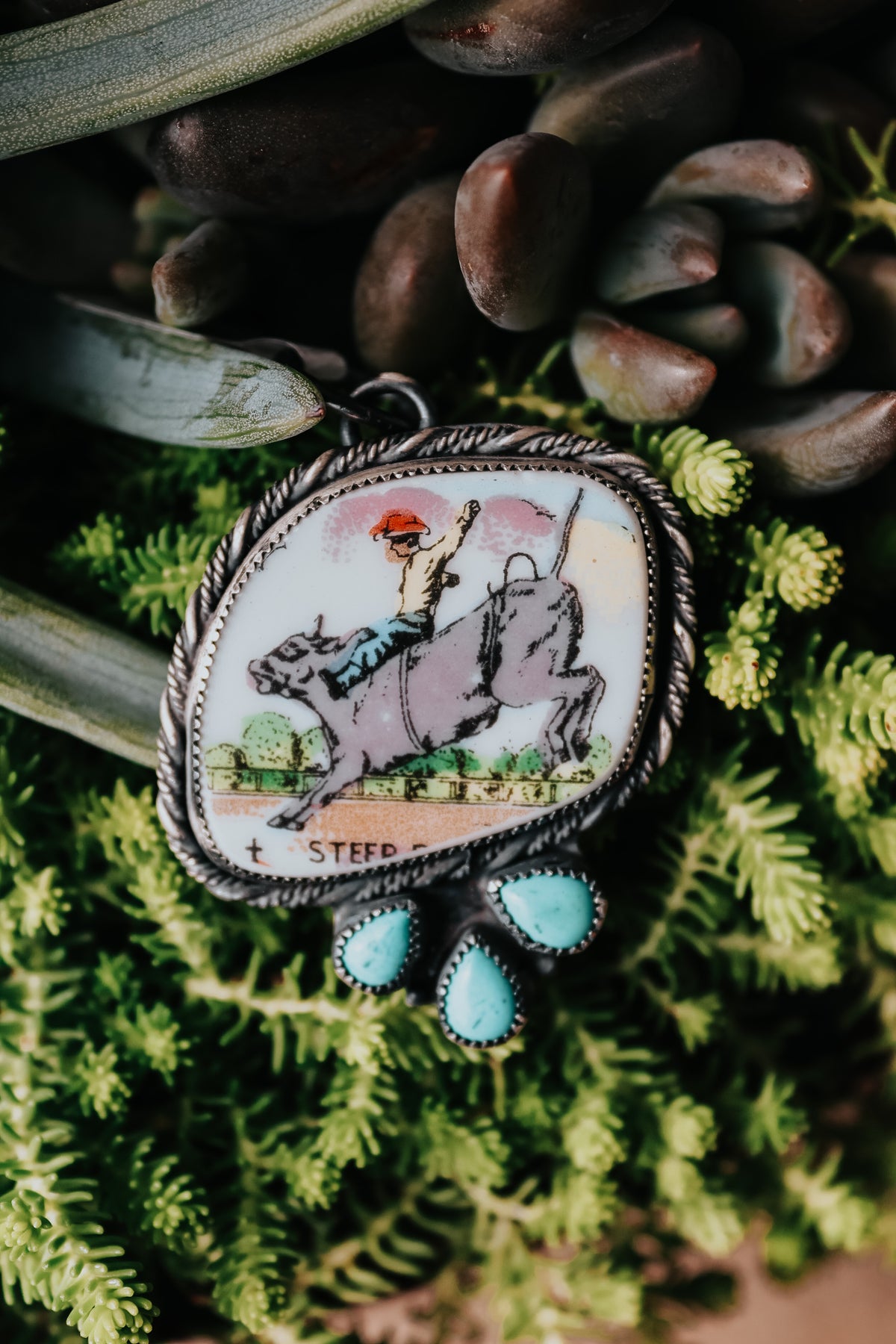 Blue Bull Rider Pendant