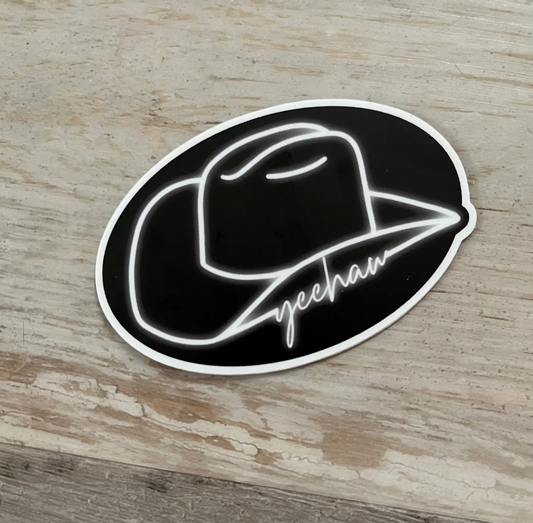 Neon Cowboy Hat Yeehaw Sticker