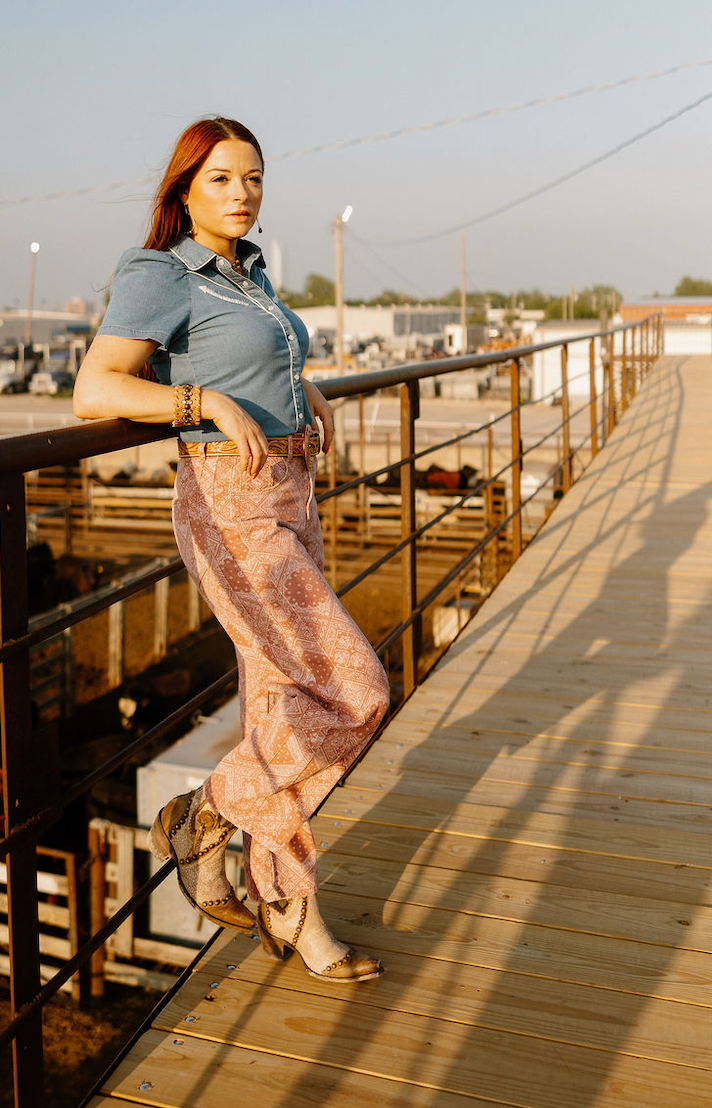 Paisley Printed Denim Pants