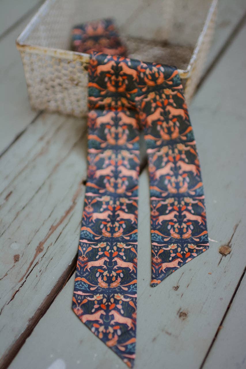 Prairie Days in Denim Western Silk Twilly Scarf