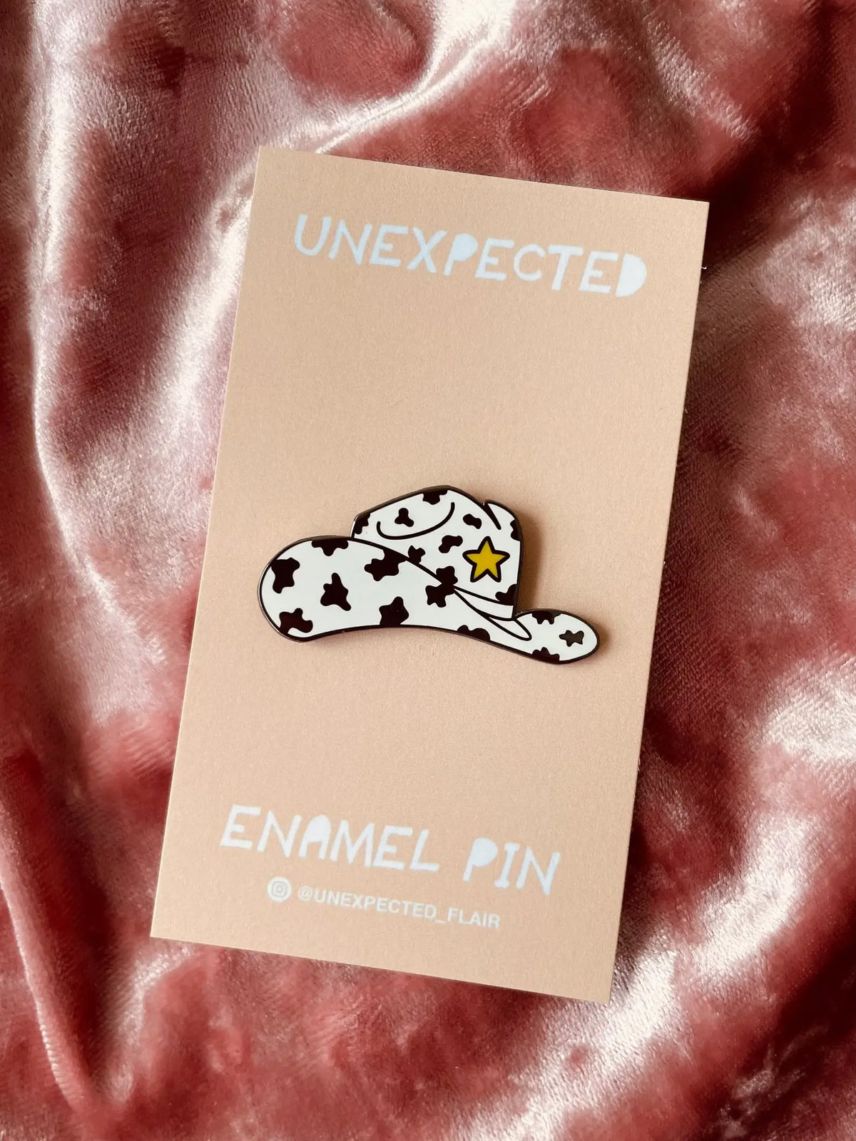 Cow Print Cowboy Hat Enamel Pin