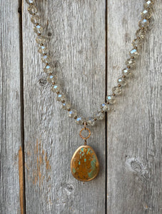 Crystal w/ Turquoise Slab Necklace